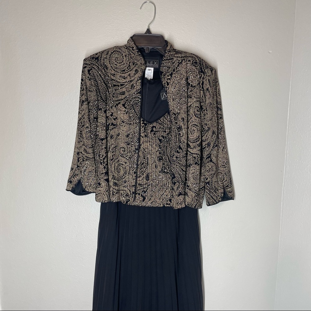 Alex Evenings Black and Gold Dress